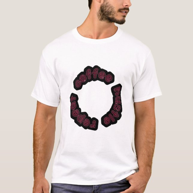 Camiseta Tipografía repetida por motivos de café (Anverso)