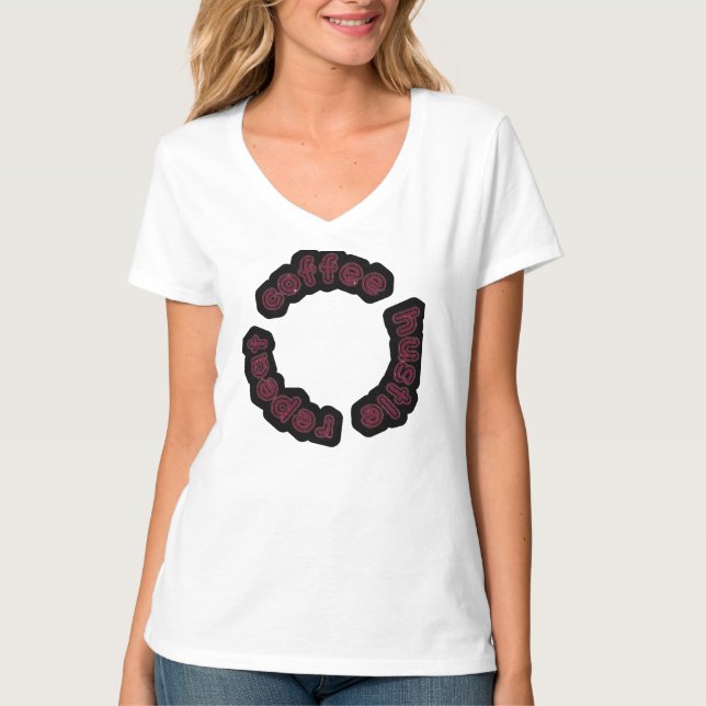 Camiseta Tipografía repetida por motivos de café (Anverso)