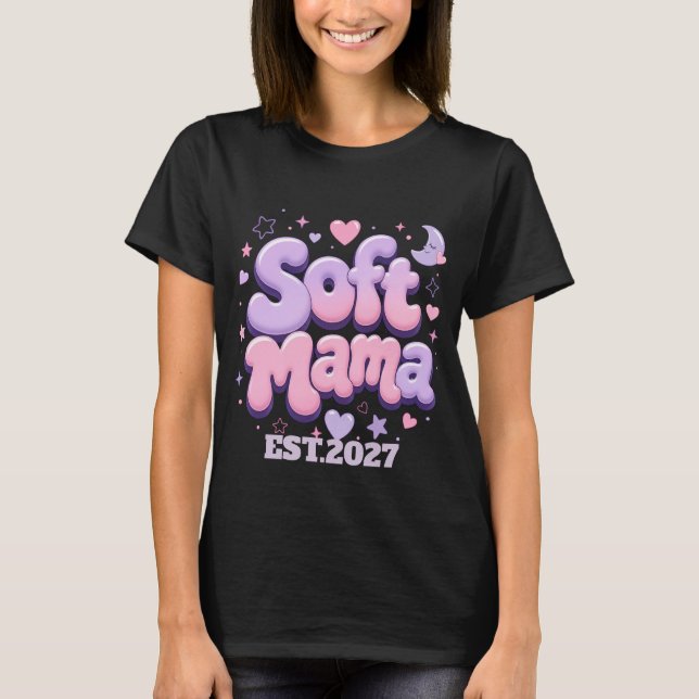 Camiseta Tipografía Retro Burbuja Suave Mamá (Anverso)