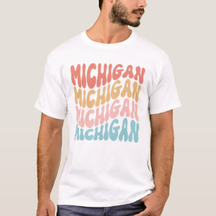 Camiseta Tipografía retro Curte Wavy Textos Grovy Michigan