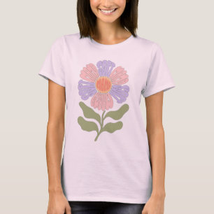 Camiseta Tipografía Retro Pastel de Flor "Mamá Suave"