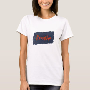 Camiseta Tipografía roja manuscrita de Brooklyn