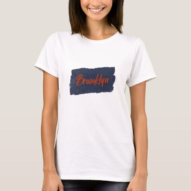 Camiseta Tipografía roja manuscrita de Brooklyn (Anverso)