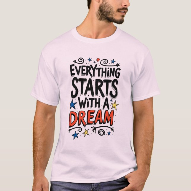 Camiseta tipografía soñadora de moda (Anverso)