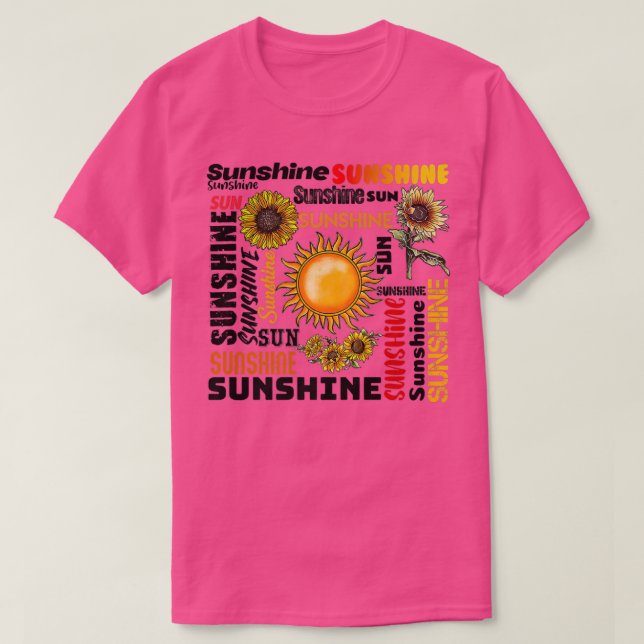 Camiseta Tipografía Sunshine Paz Amor Sunshine Sunflower  (Diseño del anverso)