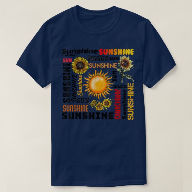Camiseta Tipografía Sunshine Paz Amor Sunshine Sunflower  (Diseño del anverso)