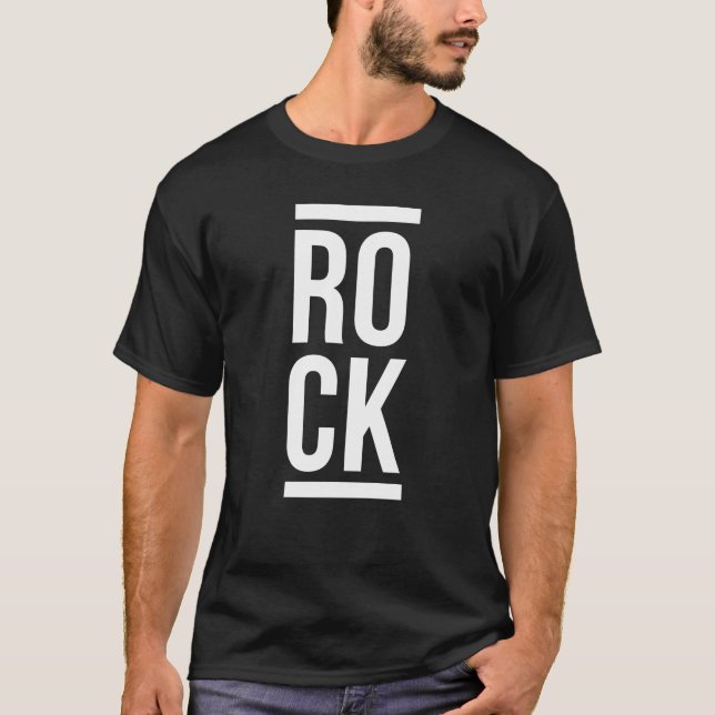 Camiseta Tipografía Vertical Negrita de Rock (Anverso)