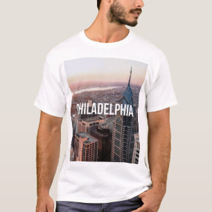 Camiseta Tipografía Vista Aérea del horizonte de Filadelfia