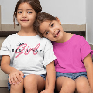 Camiseta Tipografía y Corona de Cumpleaños, Simple, Moderna