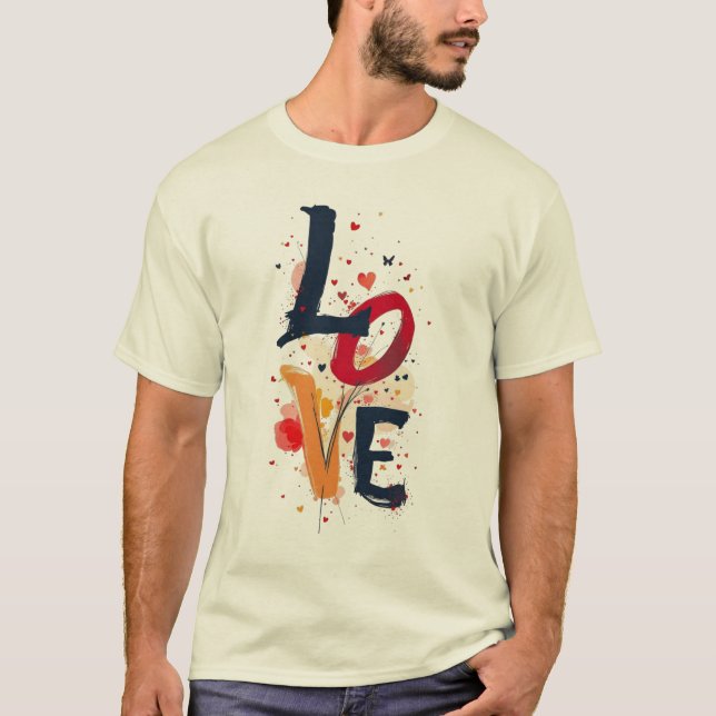 Camiseta tipográfica abstracta de LOVE – Artística (Anverso)