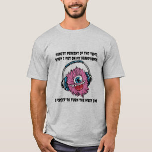 Camiseta tipográfica de monstruo de auriculares