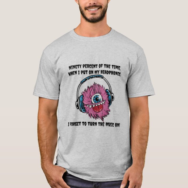 Camiseta tipográfica de monstruo de auriculares (Anverso)