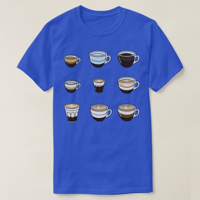 Camiseta Tipos de café (Diseño del anverso)
