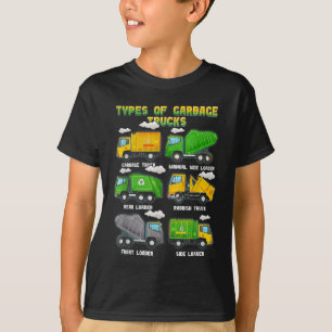 Camiseta Tipos de Camión De Basura Niños Camión Trashtruck