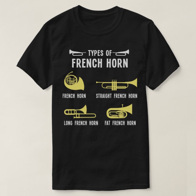 Camiseta Tipos de Cuerno Francés (Diseño del anverso)