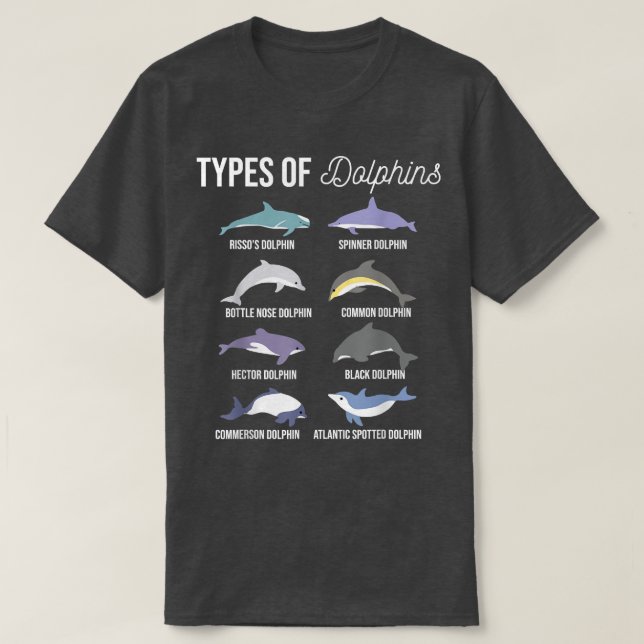 Camiseta Tipos de delfines zoólogos zoólogos zoológicos (Diseño del anverso)