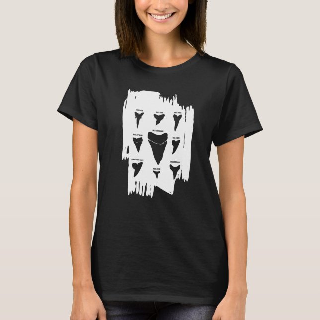 Camiseta Tipos de dientes de peces de tiburón (Anverso)