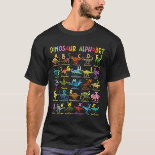 Camiseta Tipos De Dinosaurios Alphabet A-z Abc Dino Identif