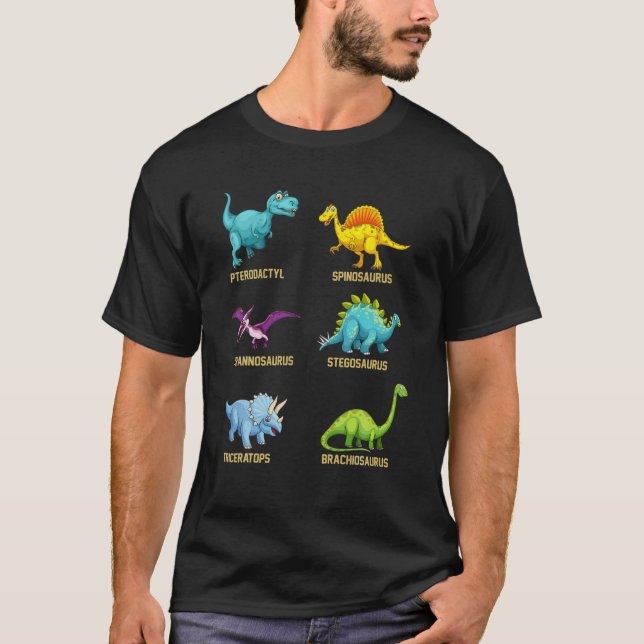 Camiseta Tipos De Dinosaurios Cute Dino Identificación Niño (Anverso)