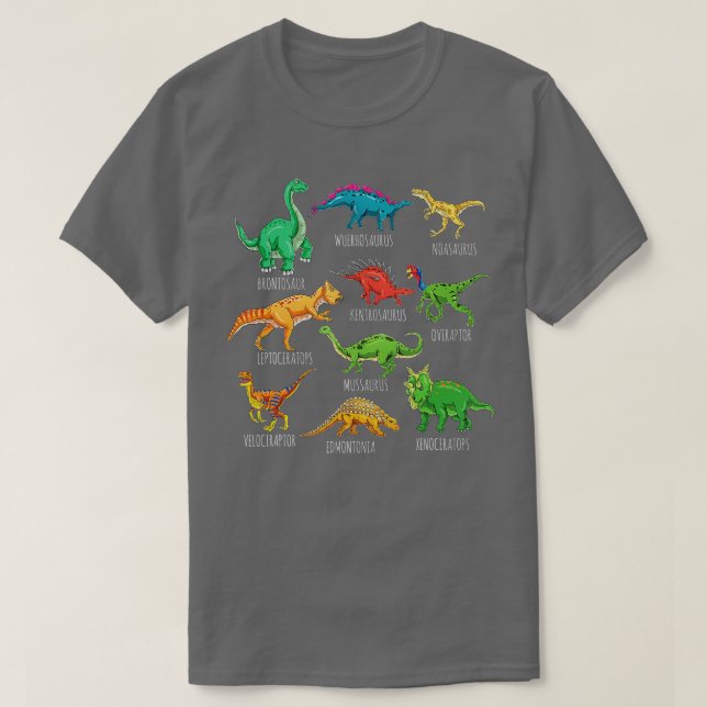 Camiseta Tipos de Dinosaurios Identificación de Dino 3 (Diseño del anverso)