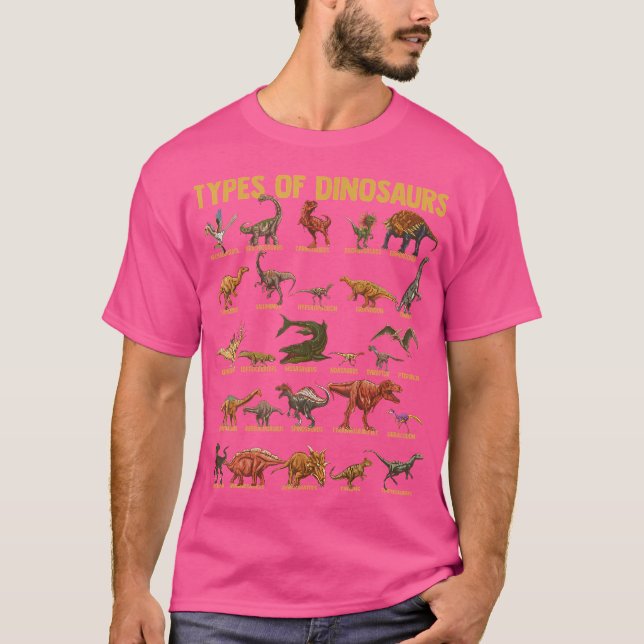 Camiseta Tipos De Dinosaurios - Identificación Del Dino - D (Anverso)