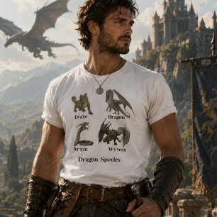 Camiseta Tipos de especies de dragones Wyvern Drake Wrym