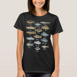 Camiseta Tipos de especies de peces de agua dulce Pesca