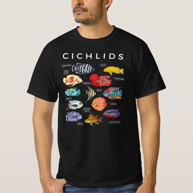 Camiseta Tipos De Especies De Pescado Cichlido (Anverso)