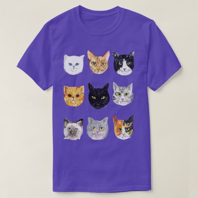 Camiseta Tipos de gato raza cara Pintura (Diseño del anverso)