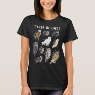 Camiseta Tipos de lechuzas de colección educativa Lechuza