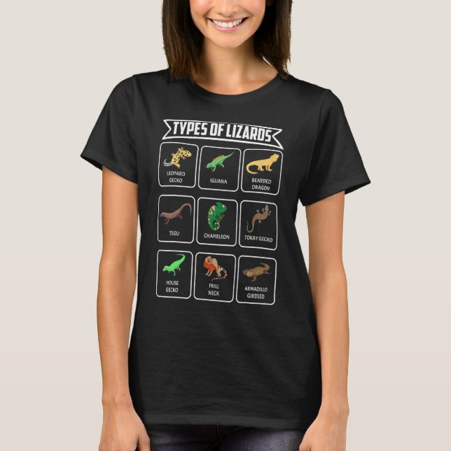 Camiseta Tipos De Lizards Reptiles Lizard Gecko (Anverso)