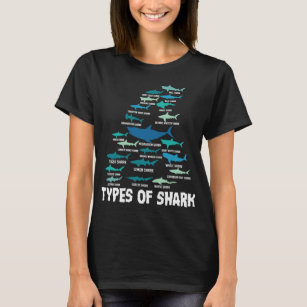 Camiseta Tipos de Megalodon de Tiburón Gran Enfermera Blanc
