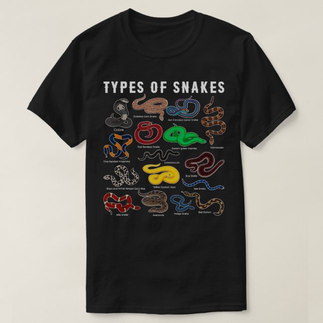 Camiseta Tipos de serpientes SNAKE Especies de serpientes (Diseño del anverso)