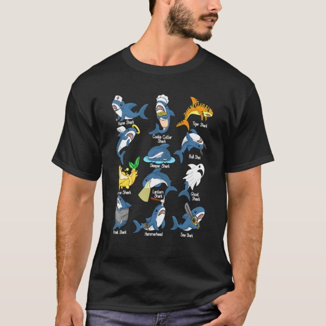 Camiseta Tipos De Tiburón Identificación (Anverso)