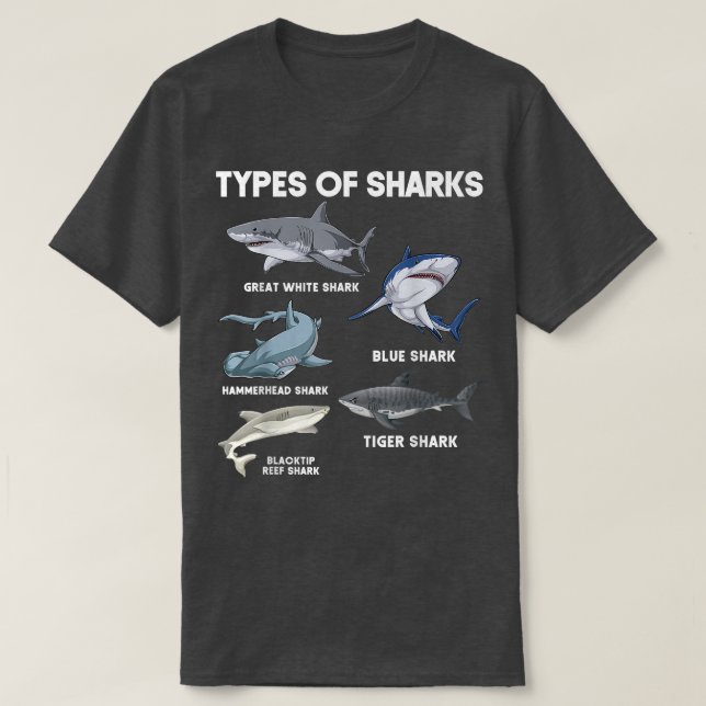 Camiseta Tipos de tiburones (Diseño del anverso)