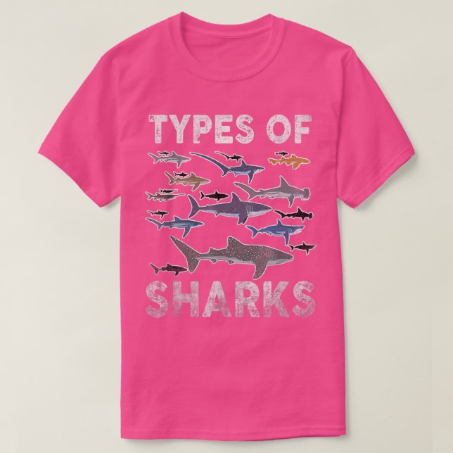 Camiseta Tipos De Tiburones (Diseño del anverso)
