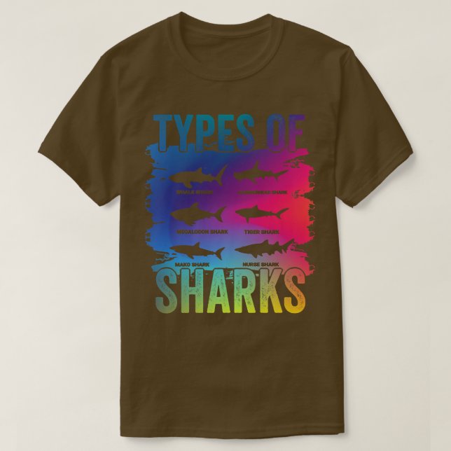 Camiseta Tipos De Tiburones (Diseño del anverso)