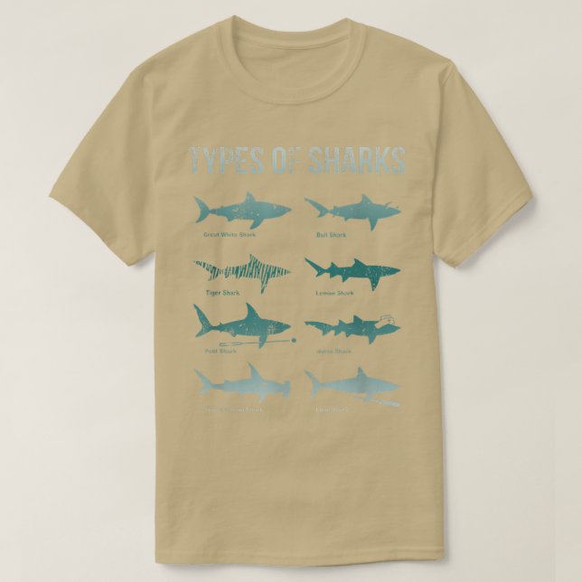 Camiseta Tipos De Tiburones (Diseño del anverso)