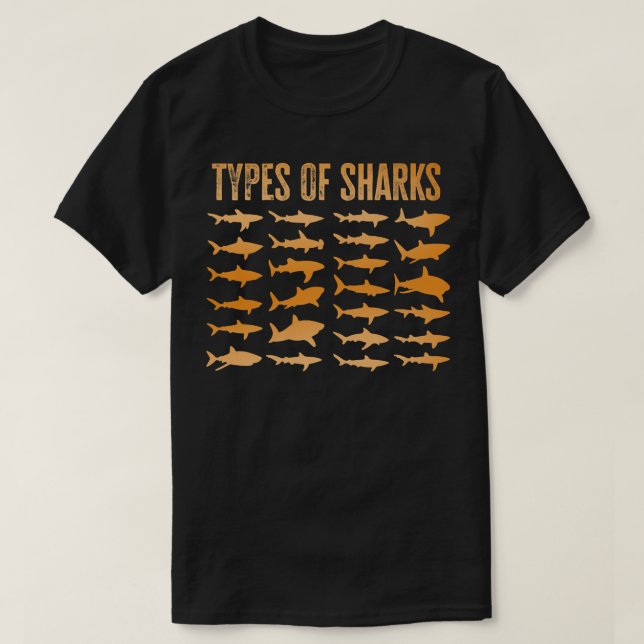 Camiseta Tipos De Tiburones (Diseño del anverso)