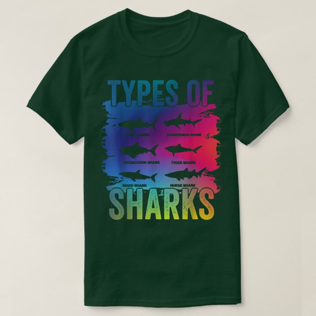 Camiseta Tipos De Tiburones (Diseño del anverso)
