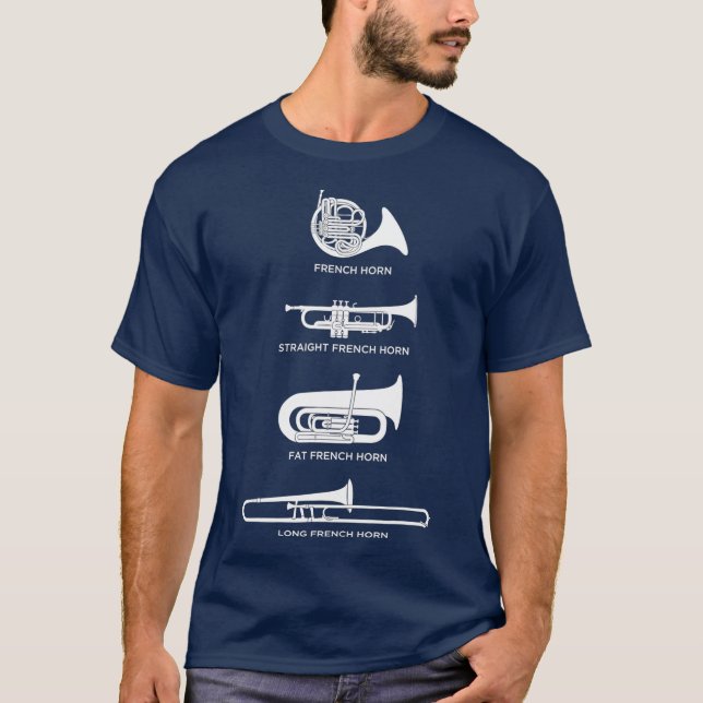 Camiseta Tipos divertidos de Cuerno Francés (Anverso)