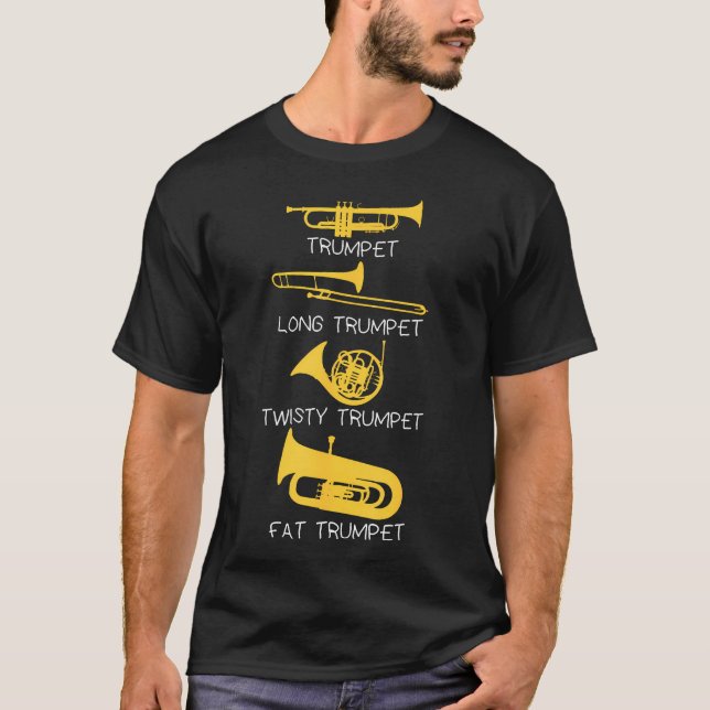 Camiseta Tipos Divertidos de Trompeta Marcha Jazz (Anverso)