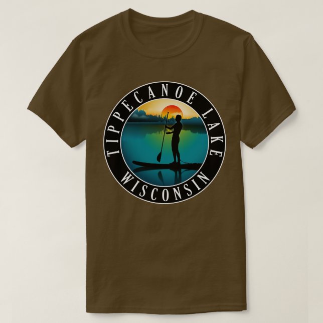 Camiseta Tippecanoe Lake Wisconsin Paddleboarding (Diseño del anverso)