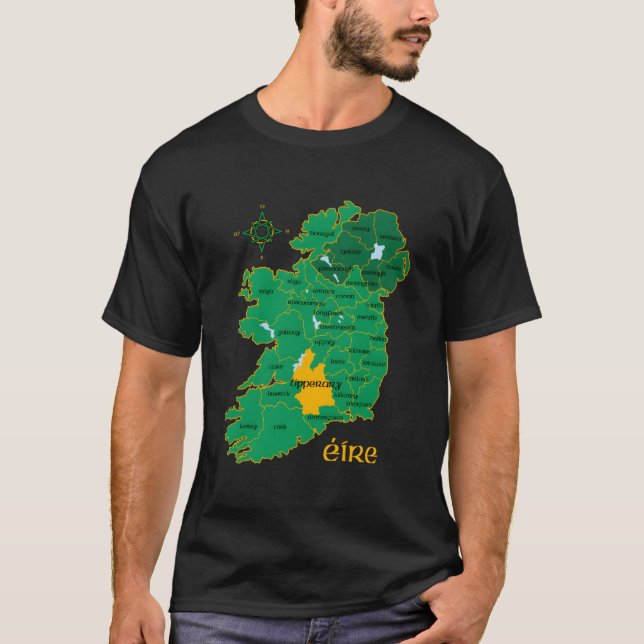 Camiseta Tipperary Ireland County Map Eire Irish Travel (Anverso)