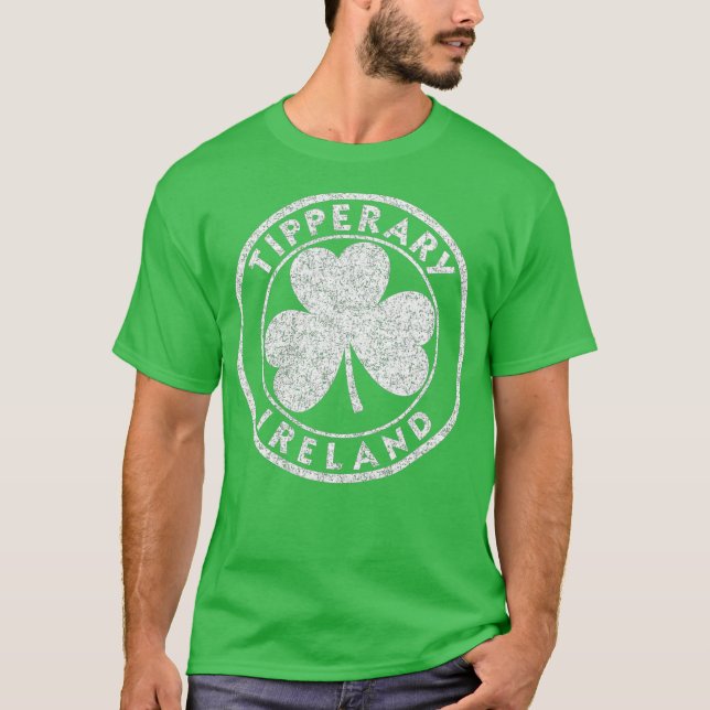 Camiseta Tipperary Ireland Vintage Shamrock Rótulo (Anverso)
