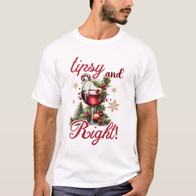 Camiseta Tipsy and Bright Funny Wine Lovers Christmas (Anverso)