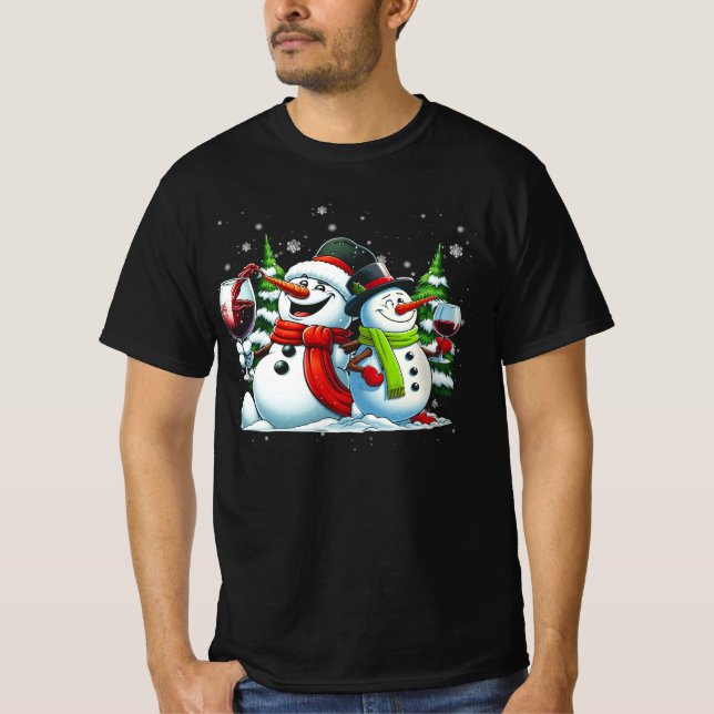 Camiseta Tipsy Snowman Holiday Season Bebe Vino Snowmen (Anverso)