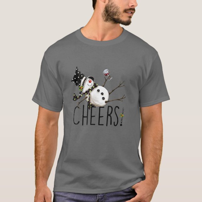 Camiseta Tipsy Snowman Wine Cheers Wine Navidad Drin (Anverso)