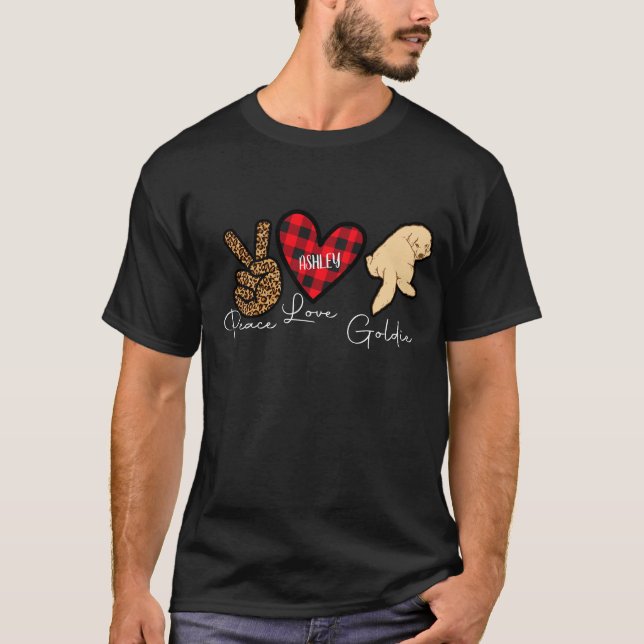 Camiseta Tirador de oro Paid Peace Love Cute Dog (Anverso)