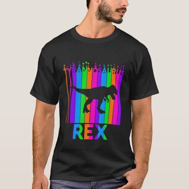 Camiseta Tirannosauro Rex Animal Rainbow Bubble With Silho (Anverso)